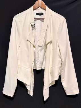 Michel Studio Ivory Drape Front Open Blazer Jacket Size 20
